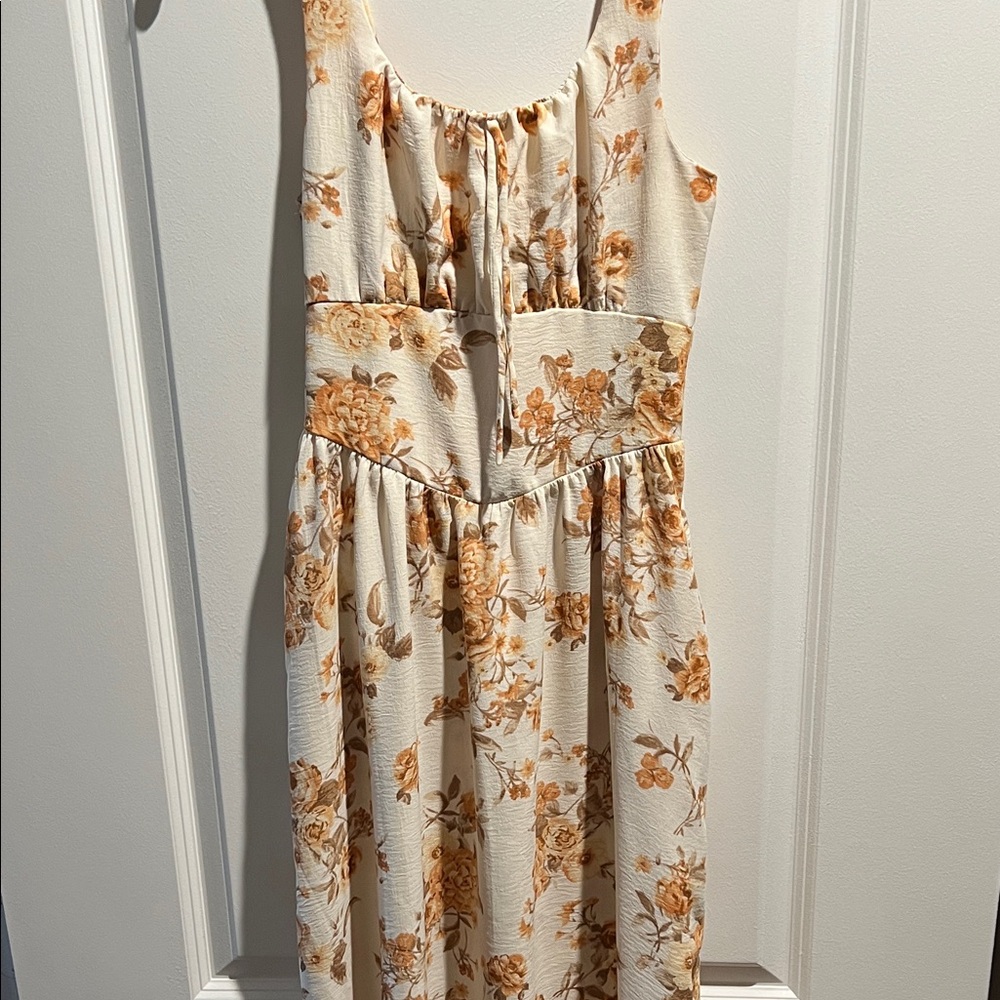 Floral Cream and Orange Women's Dress